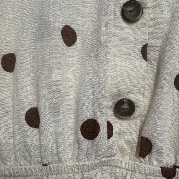 Polka Dot ButtonDown Midi Dress W/ Puff Sleeves & Tiered Skirt Juniors Womens M - Picture 10 of 11
